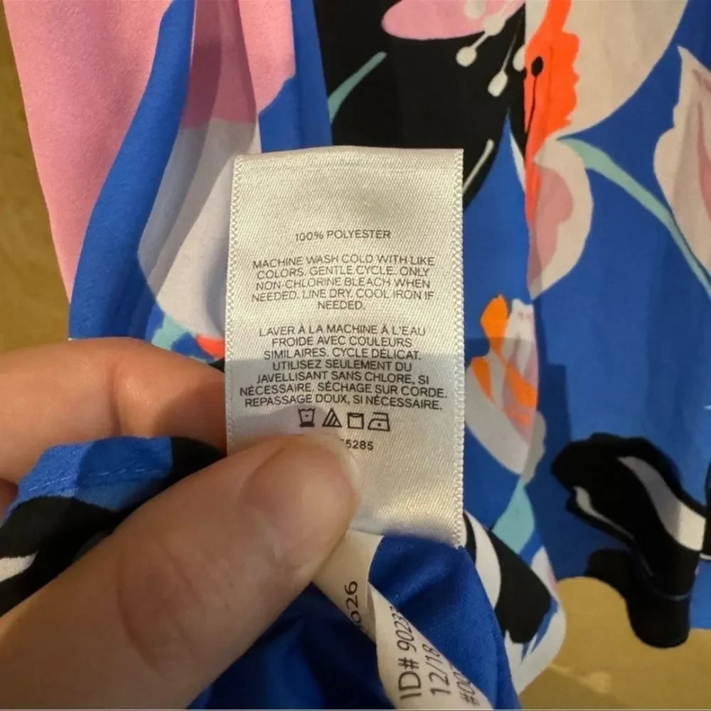 Express Blue Floral Print Fit & Flare Dress | Size Small - Picture 5 of 5